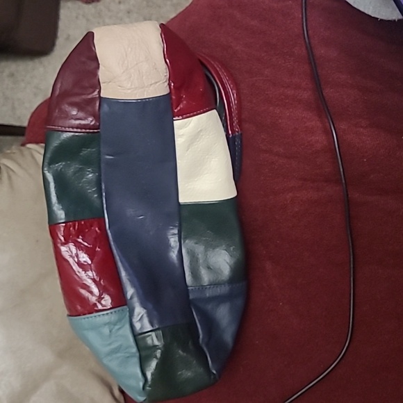 Vintage Leather Patchwork Shoulder Bag Purse Mexico - Picture 12 of 13